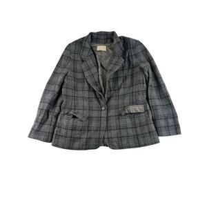 Womans Vintage Pendleton 100% Virgin Wool Blazer Jacket Gray & Black Plaid